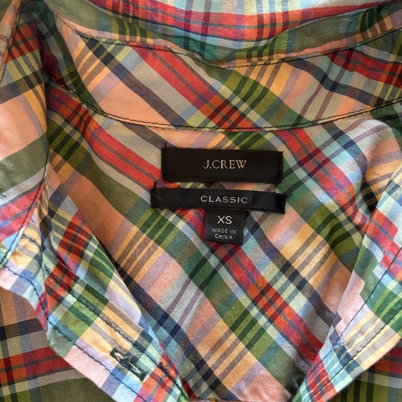 J.Crew Peach Plaid Popover - Picture 2 of 4